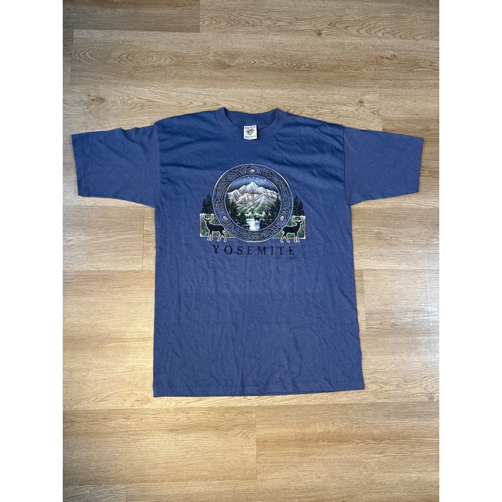 Vintage Prairie Mountain Yosemite T-Shirt Men's Large Blue‎ Made in USA